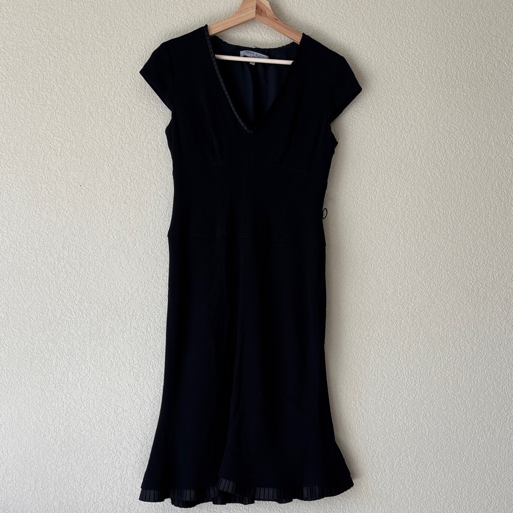 Anne Klein Women’s Sheath Dress with Ruffle Hemline and Ruffled VNeck